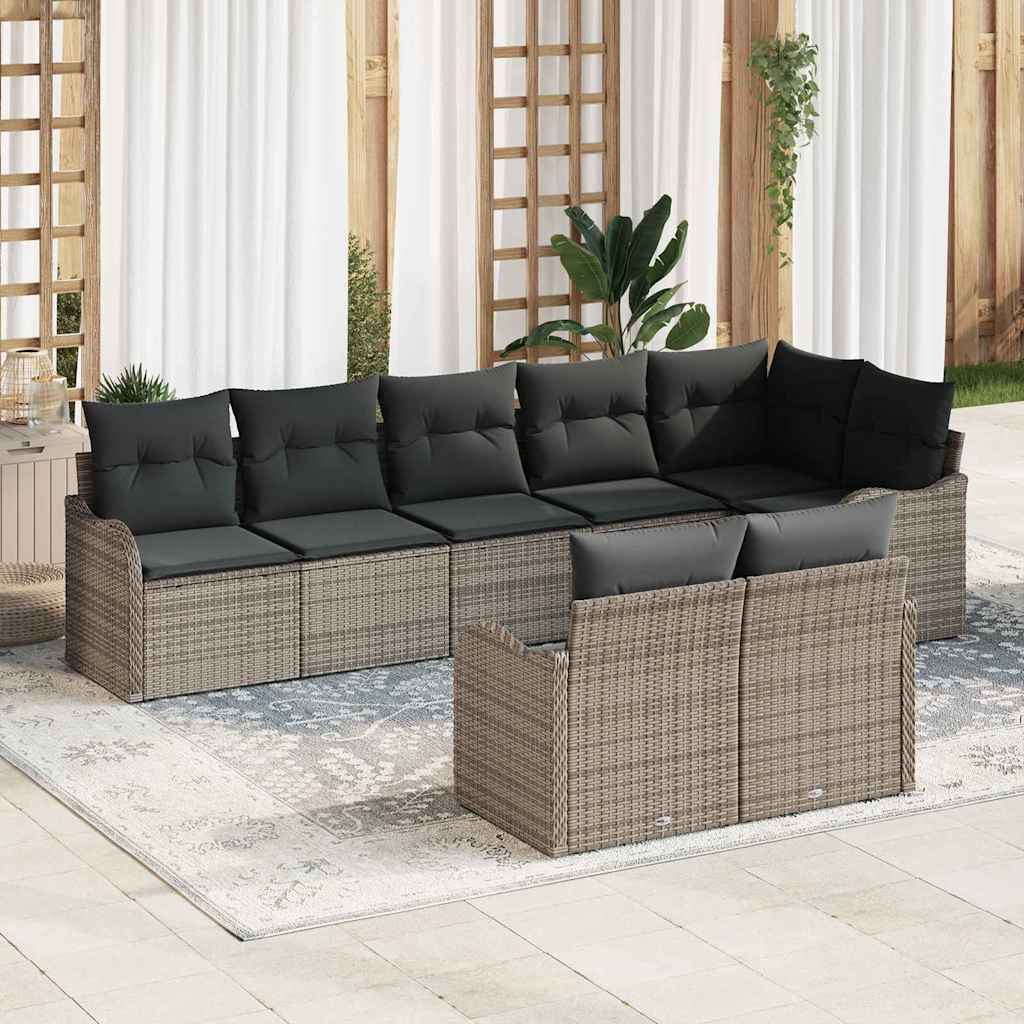 Gartensofa-set 8 pcs Schwarz Poly-Rattan