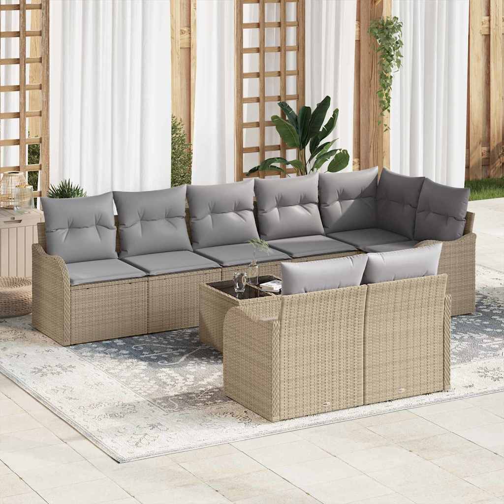 Gartensofa-set 8 pcs Schwarz Poly-Rattan