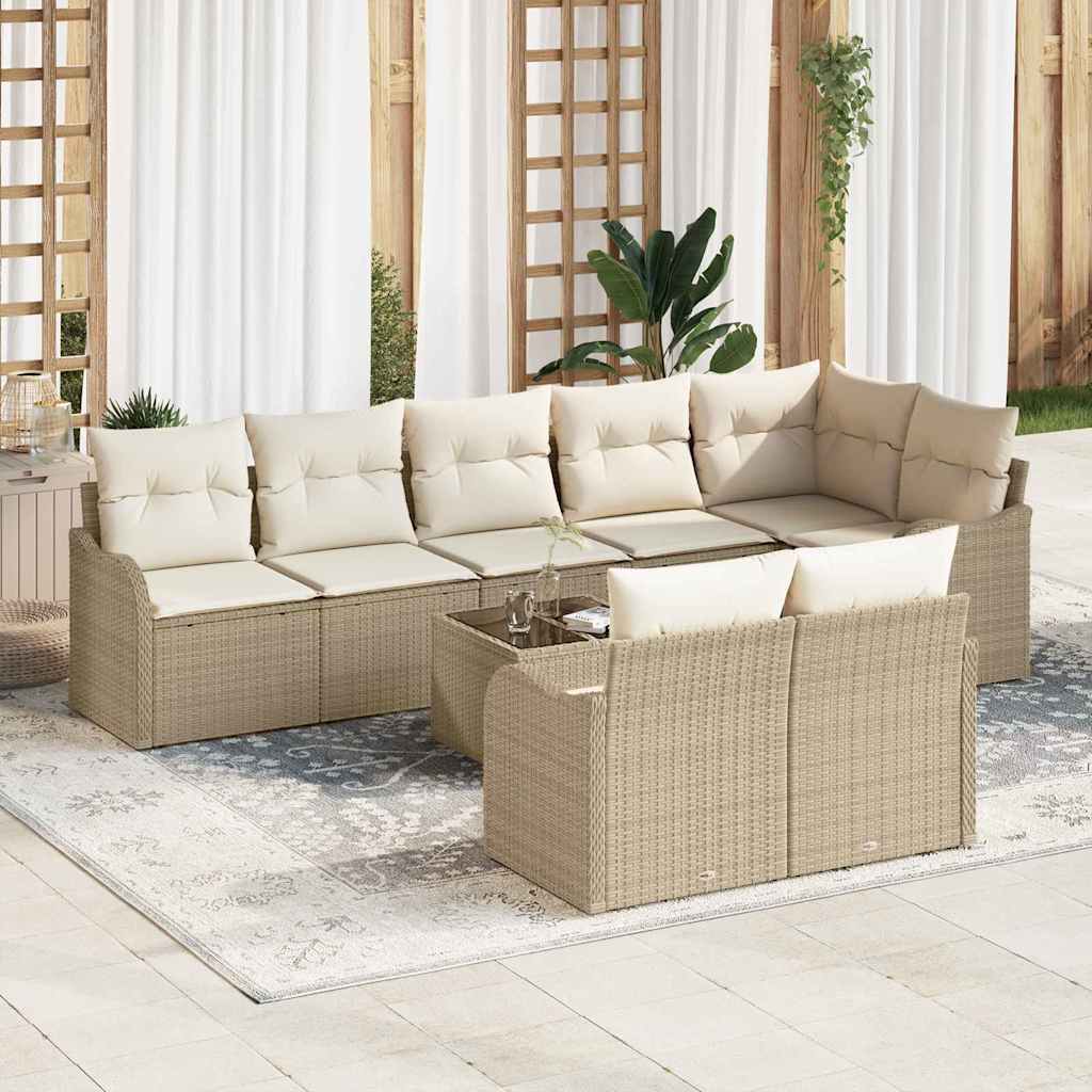 Gartensofa-set 8 pcs Schwarz Poly-Rattan