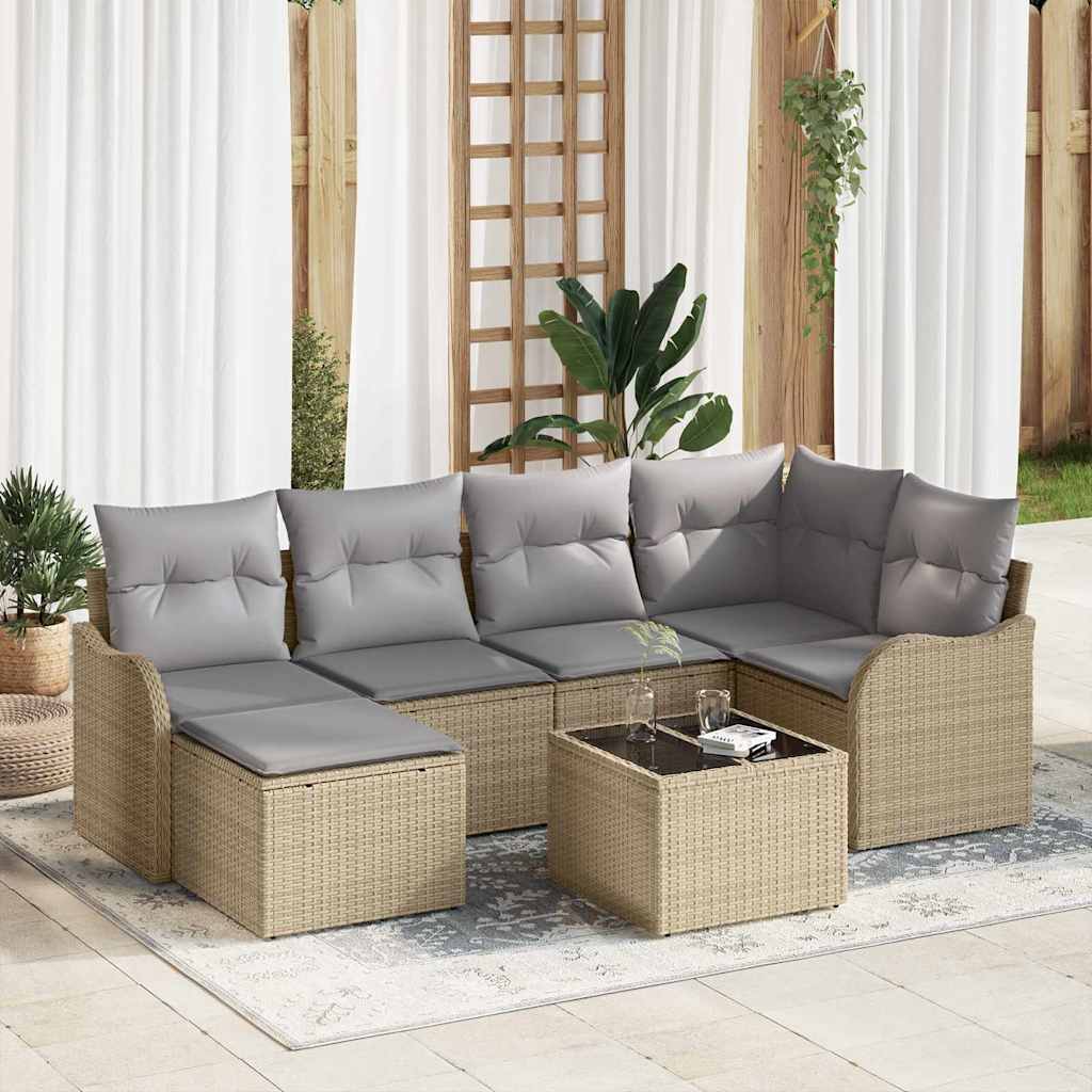 Gartensofa-set 6 pcs Schwarz Poly-Rattan