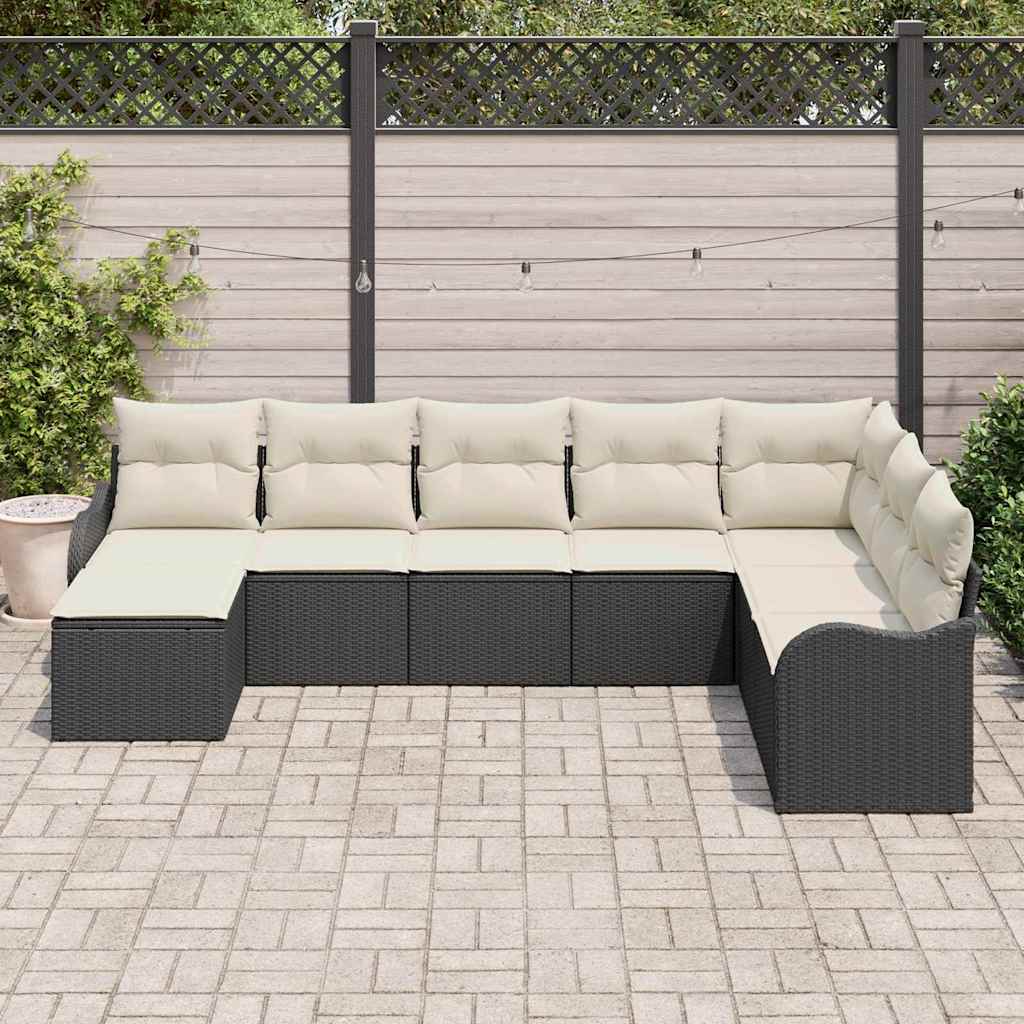 Gartensofa-set Schwarz Poly-Rattan