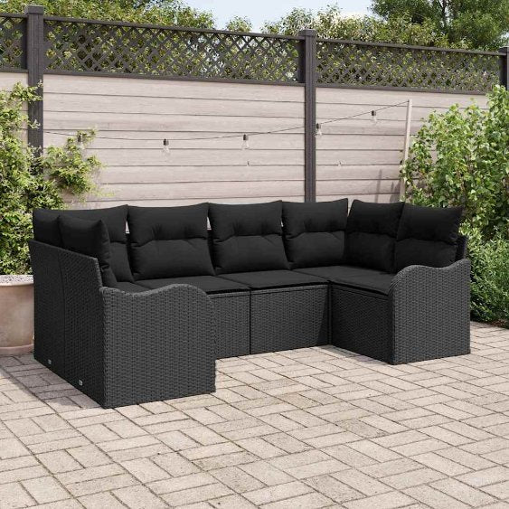 Gartensofa-set Schwarz Poly-Rattan