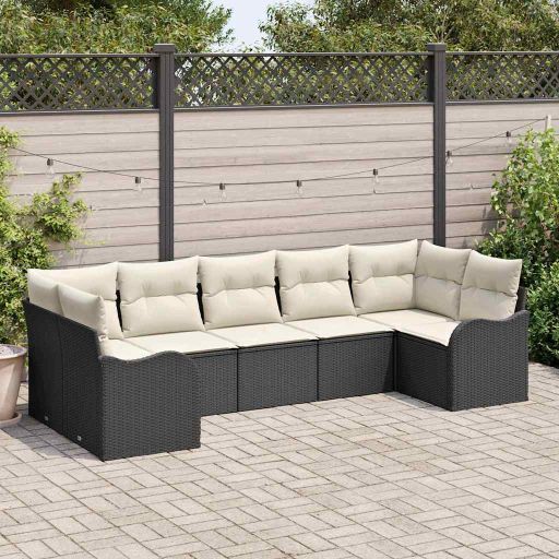 Gartensofa-set Schwarz Poly-Rattan