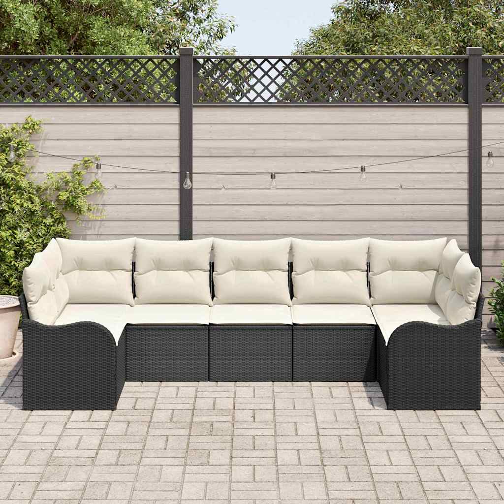 Gartensofa-set Schwarz Poly-Rattan