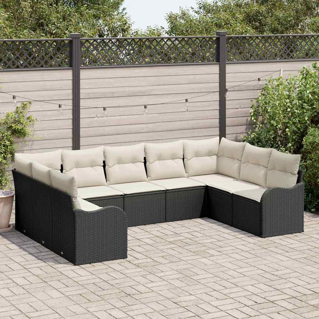 Gartensofa-set 9 pcs Schwarz Poly-Rattan