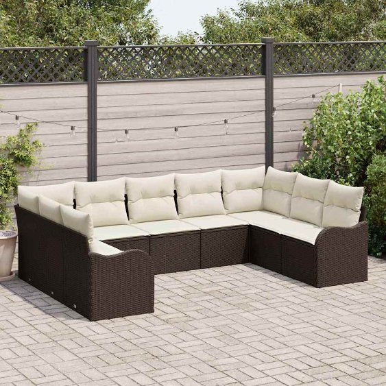 Gartensofa-set 9 pcs Schwarz Poly-Rattan