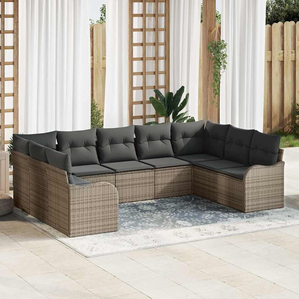 Gartensofa-set 9 pcs Schwarz Poly-Rattan