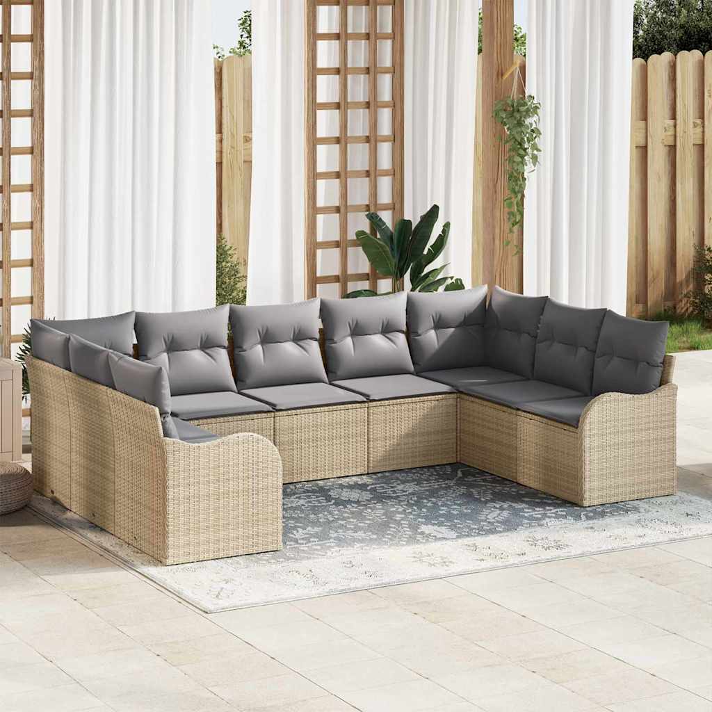 Gartensofa-set 9 pcs Schwarz Poly-Rattan