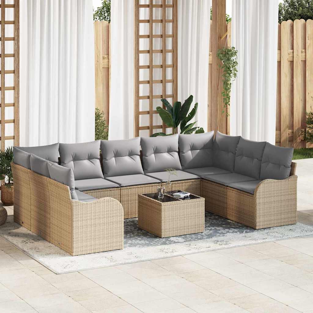 Gartensofa-set 9 pcs Schwarz Poly-Rattan