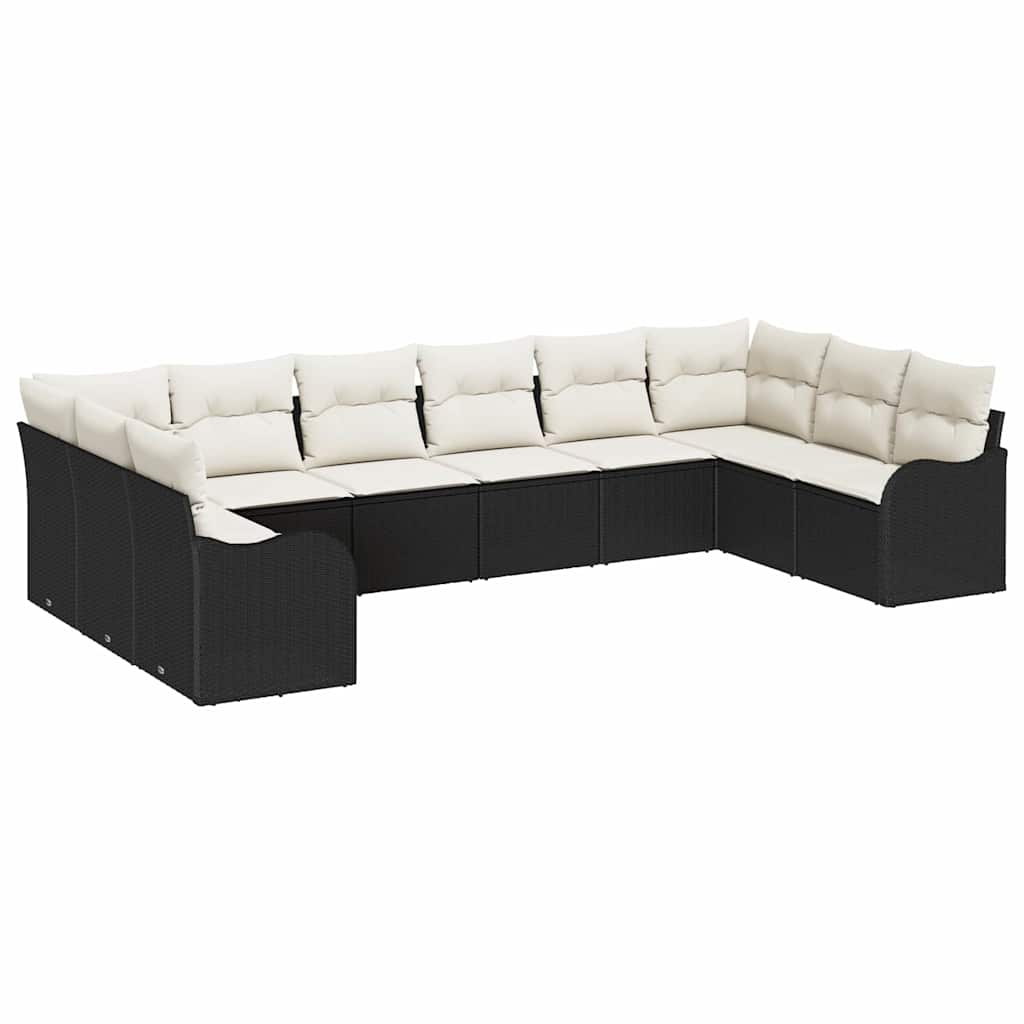 Gartensofa-set Schwarz Poly-Rattan