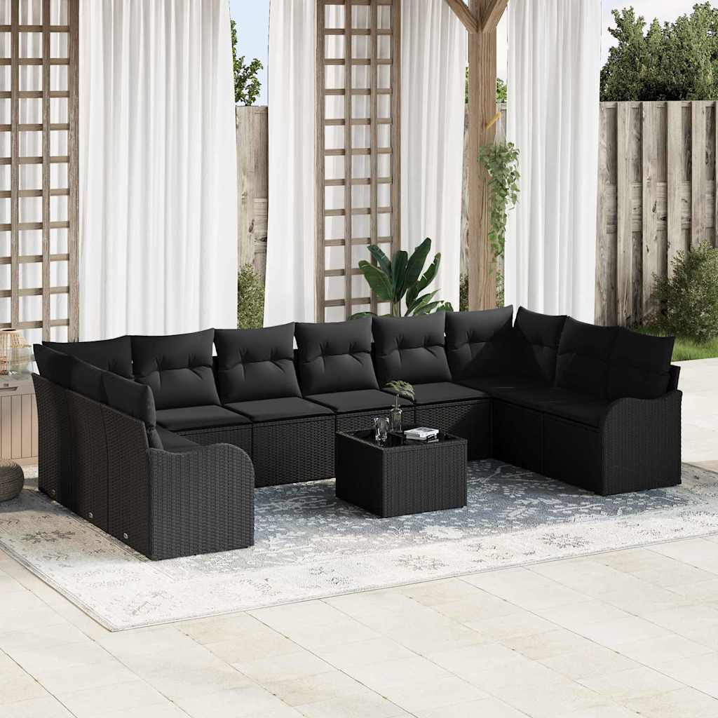 Gartensofa-set Schwarz Poly-Rattan