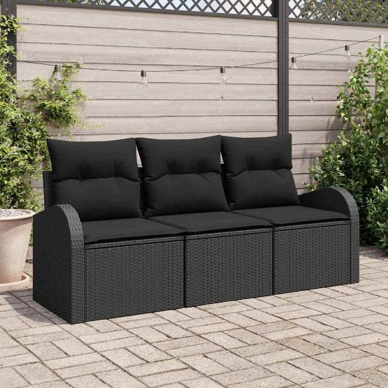 Gartensofa-set Schwarz Poly-Rattan