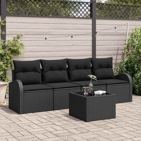 Gartensofa-set Schwarz 55 x 55 x 37 cm Poly-Rattan