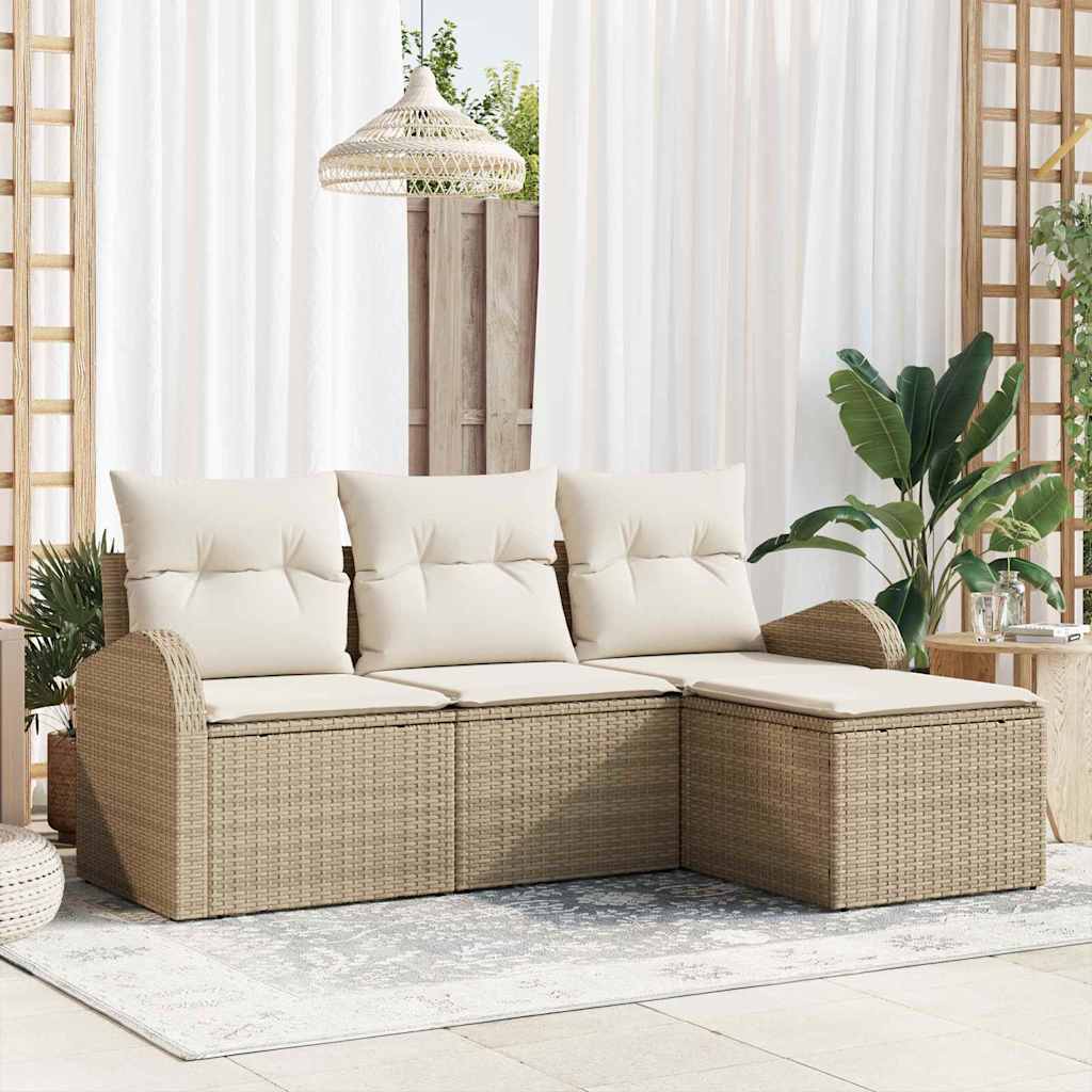 Gartensofa-set Schwarz Poly-Rattan