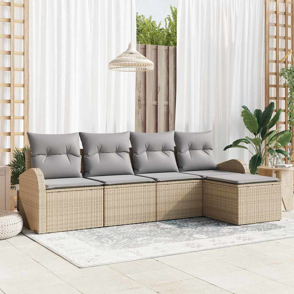 Gartensofa-set 5 pcs Schwarz Poly-Rattan