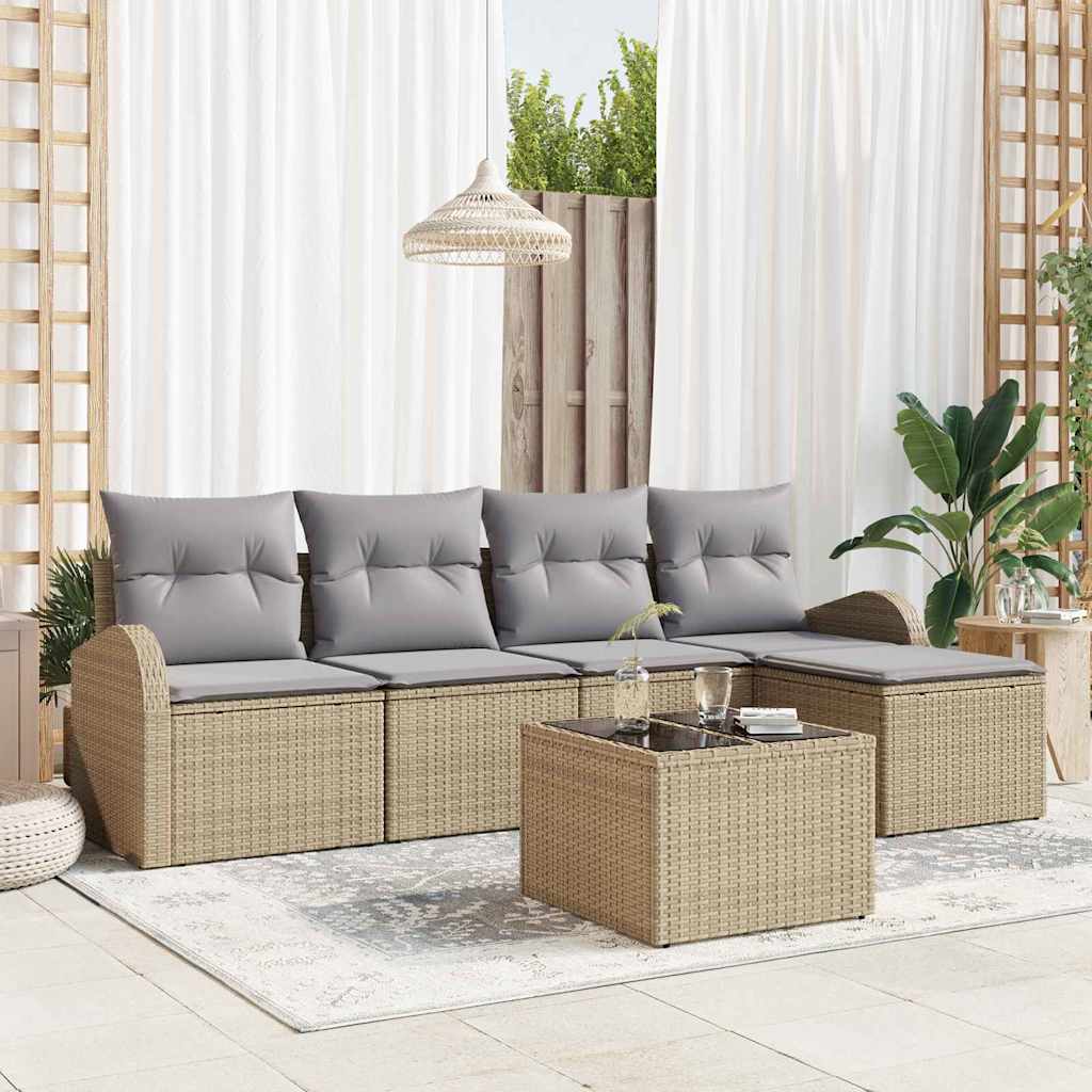 Gartensofa-set 5 pcs Schwarz Poly-Rattan
