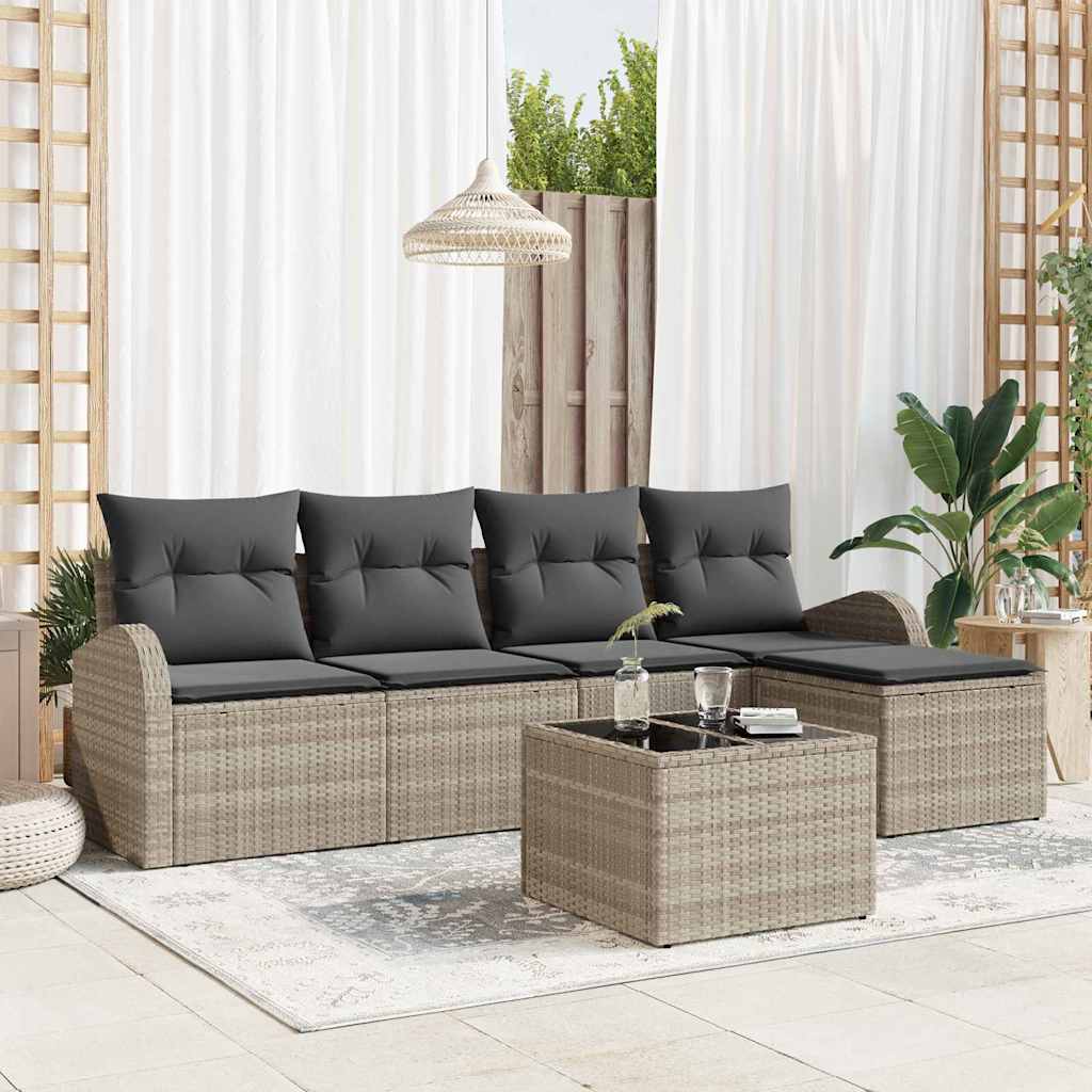 Gartensofa-set 5 pcs Schwarz Poly-Rattan
