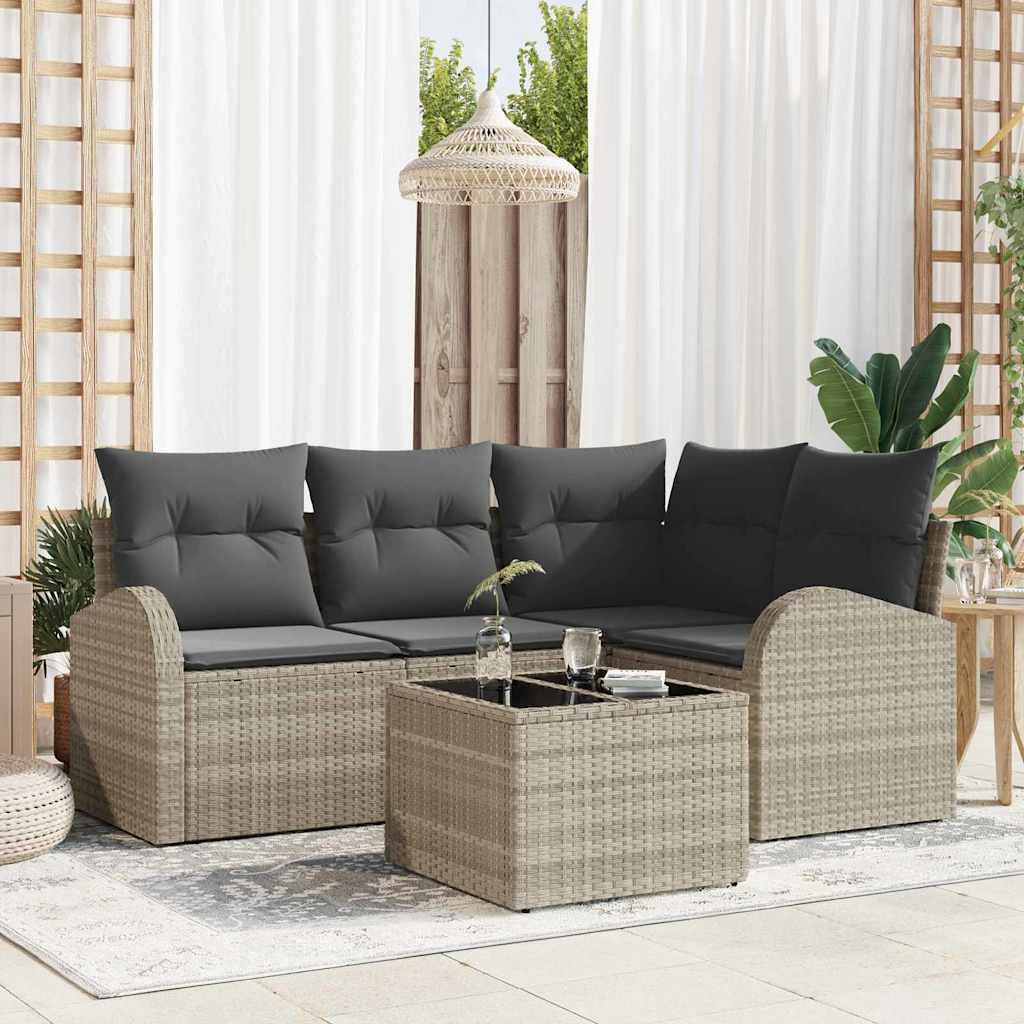 Gartensofa-set 4 pcs Schwarz Poly-Rattan
