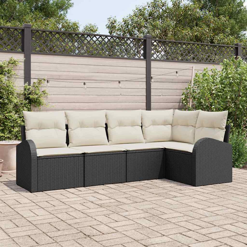 Sofa Set mit Kissen 5 pcs Schwarz Polyester