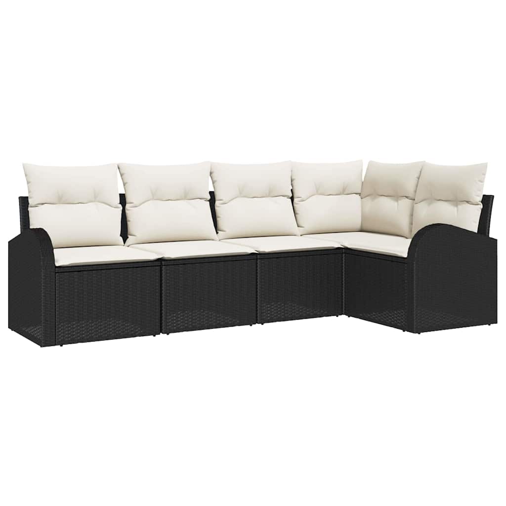 Sofa Set mit Kissen 5 pcs Schwarz Polyester