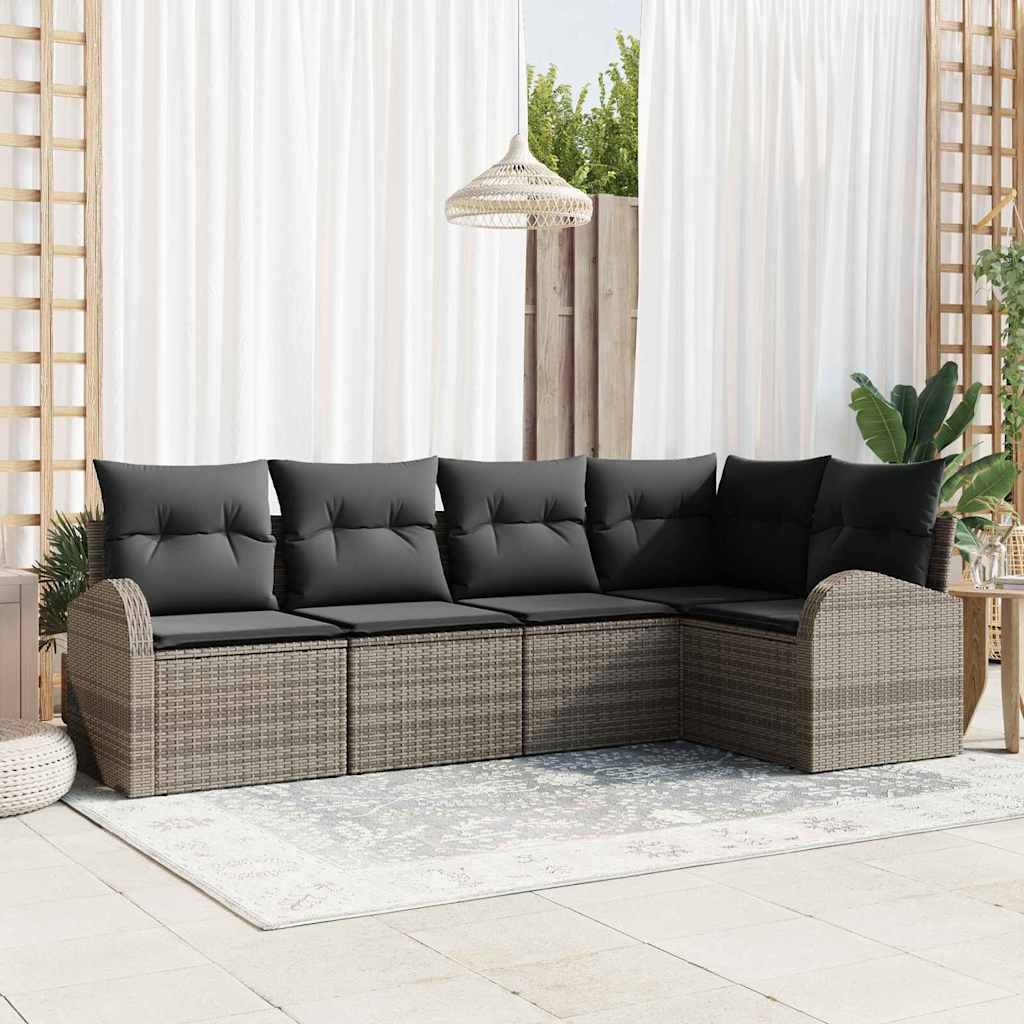 Sofa Set mit Kissen 5 pcs Schwarz Polyester