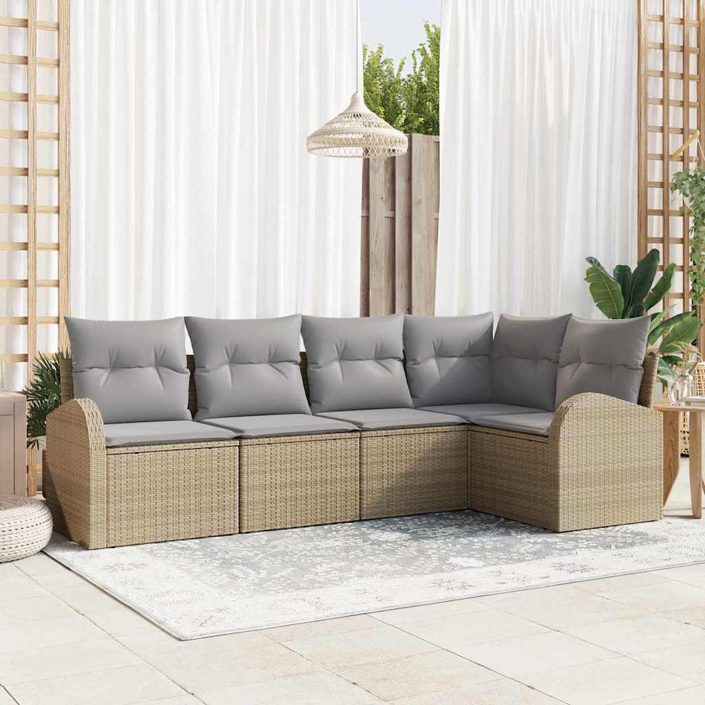 Sofa Set mit Kissen 5 pcs Schwarz Polyester