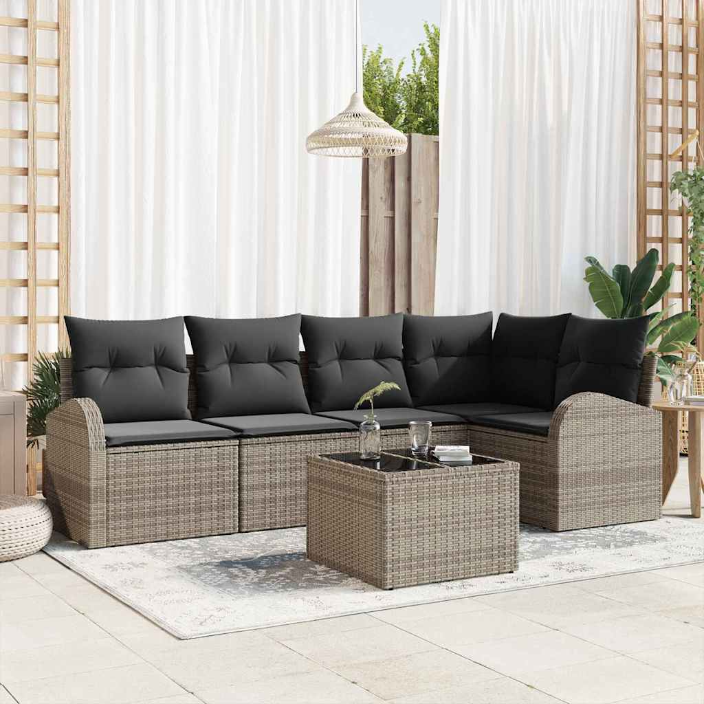 Sofa Set mit Kissen 5 pcs Schwarz Polyester