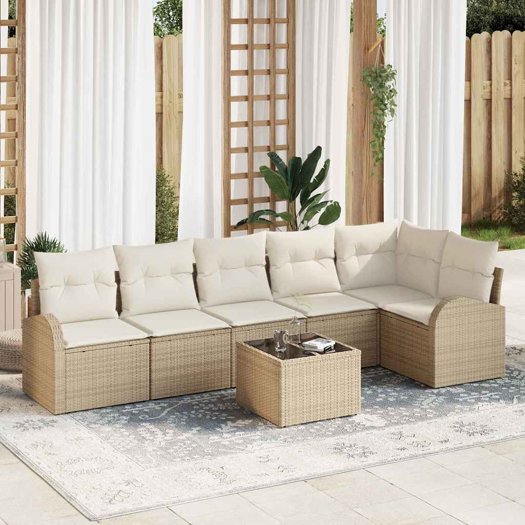 Gartensofa-set 6 pcs Schwarz Poly-Rattan