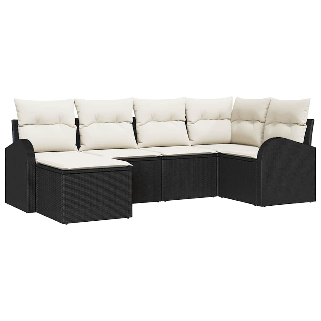 Gartensofa-set 6 pcs Schwarz Poly-Rattan