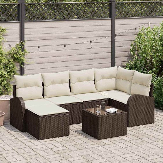 Gartensofa-set 6 pcs Schwarz Poly-Rattan