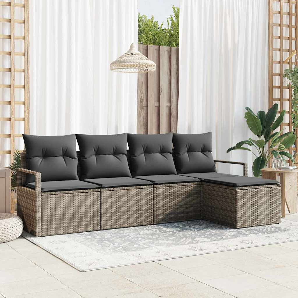 Sofa Set 5 pcs Schwarz Poly-Rattan