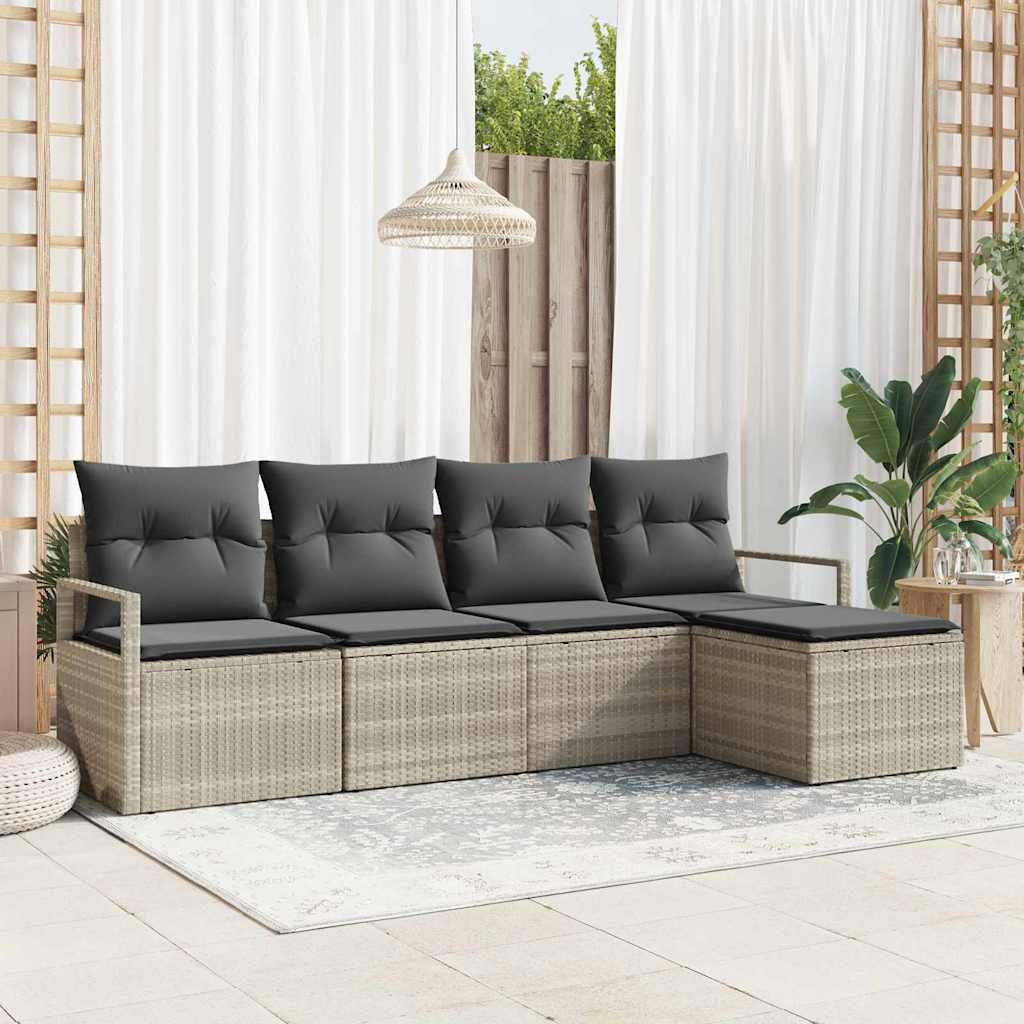 Sofa Set 5 pcs Schwarz Poly-Rattan