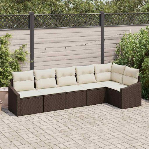 Garten-Sofa-Set 6 pcs Schwarz Poly Rattan