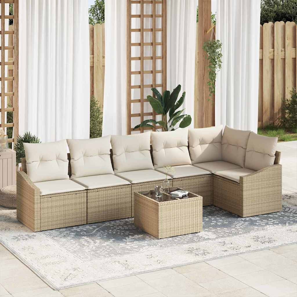 Garten-Sofa-Set 6 pcs Schwarz Poly Rattan