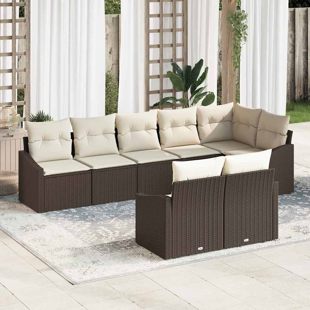 Sofa Set mit Kissen 8 pcs Schwarz Poly-Rattan