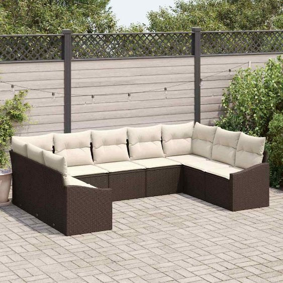 Garten-Sofa-Set 9 pcs Schwarz Poly Rattan
