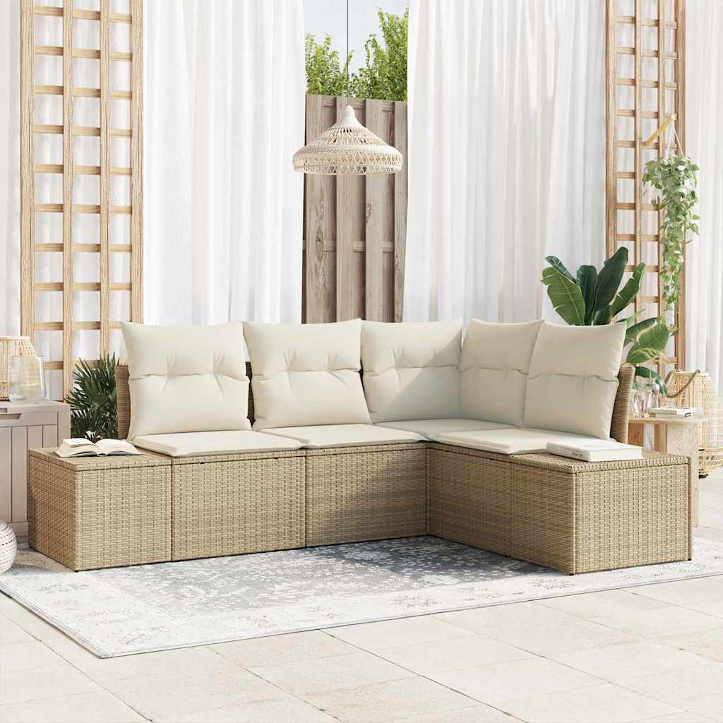 Gartensofa-set 4 pcs Schwarz Poly-Rattan
