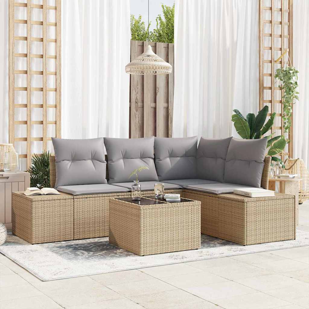 Gartensofa-set 4 pcs Schwarz Poly-Rattan