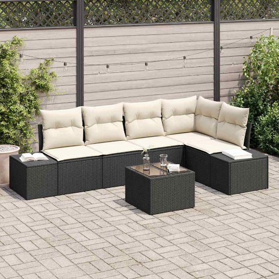 Gartensofa-set 5 pcs Schwarz Poly-Rattan