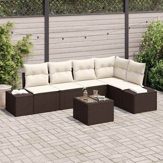 Gartensofa-set 5 pcs Schwarz Poly-Rattan