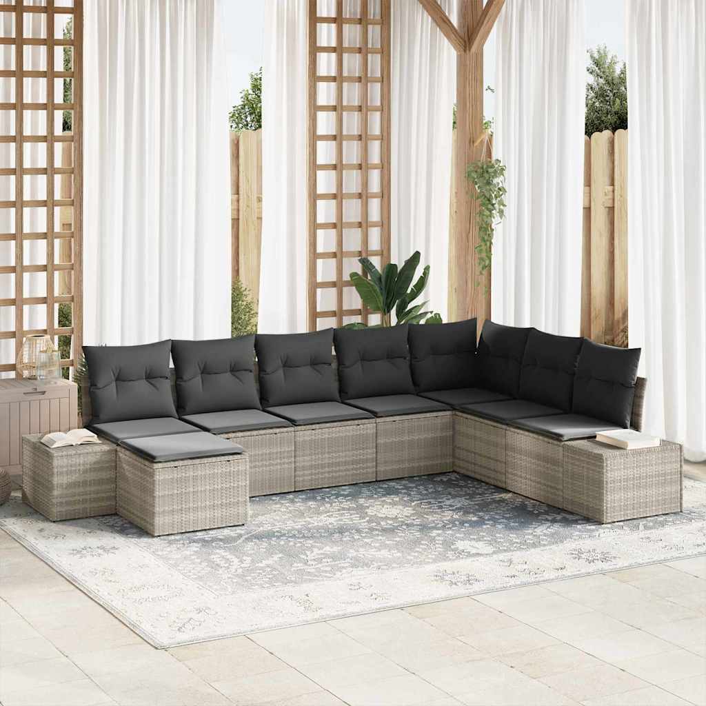 Gartensofa-set mit Kissen 8 pcs Poly-Rattan