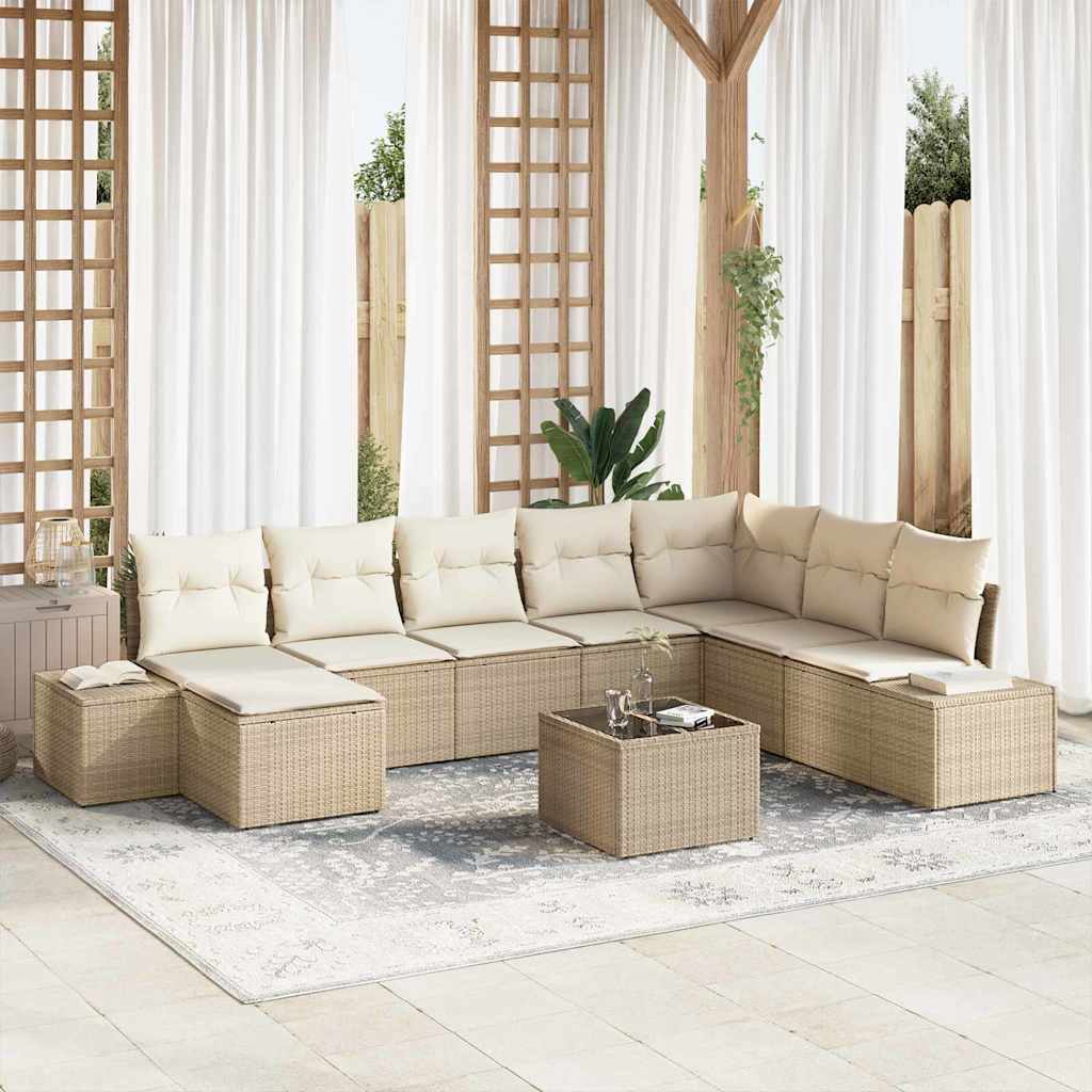 Gartensofa-set mit Kissen 8 pcs Poly-Rattan