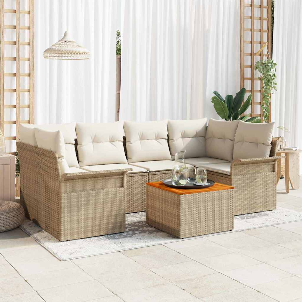 Garten-Sofa-Set 7 pcs Schwarz Poly Rattan