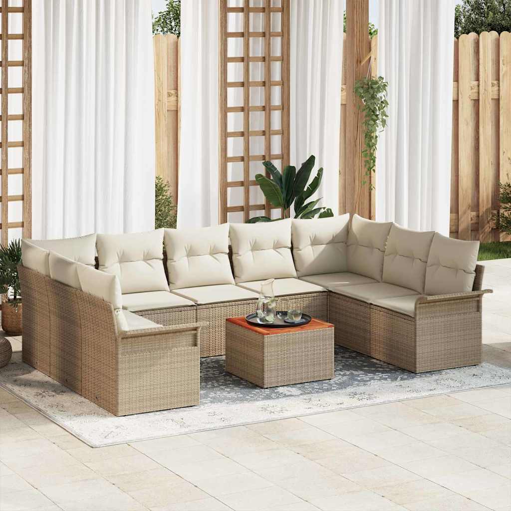 Garten-Sofa-Set 10 pcs Schwarz Poly Rattan