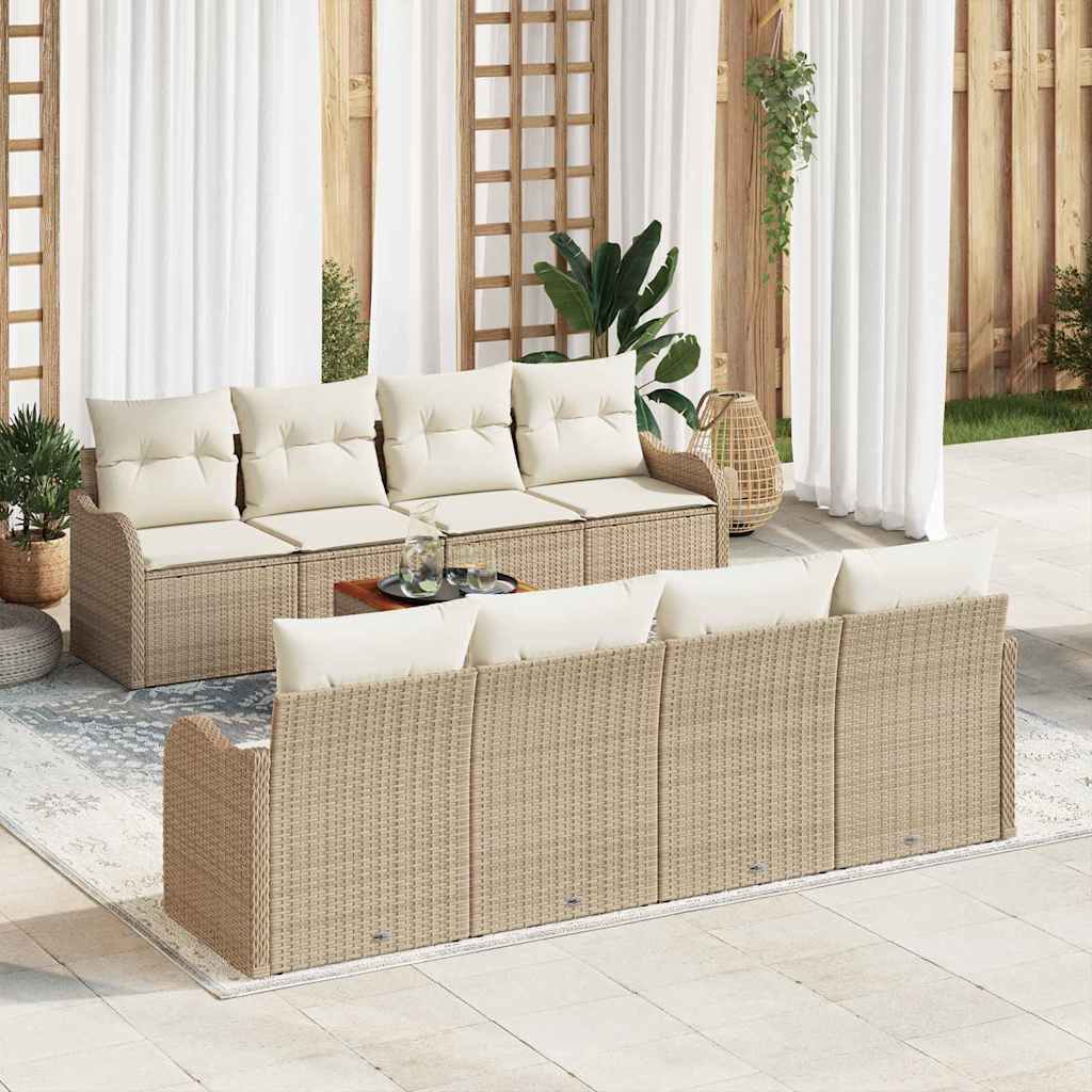 Gartensofa-set mit Kissen 9 pcs Schwarz Poly-Rattan