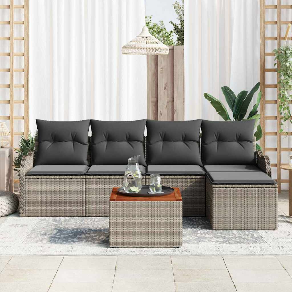Garten-Sofa-Set 6 pcs Schwarz Poly Rattan