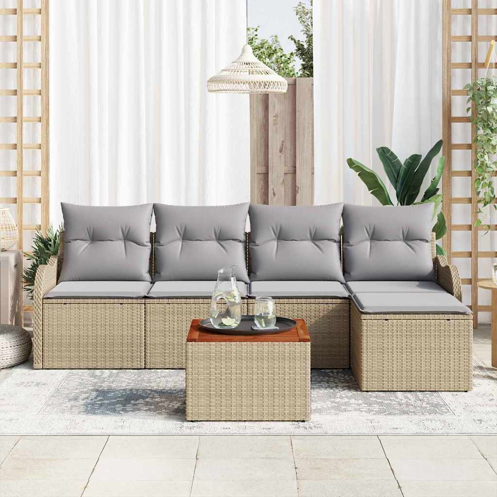 Garten-Sofa-Set 6 pcs Schwarz Poly Rattan