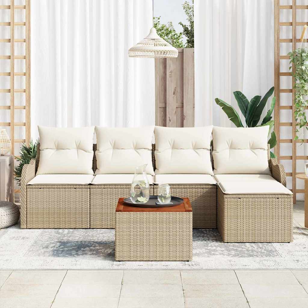 Garten-Sofa-Set 6 pcs Schwarz Poly Rattan