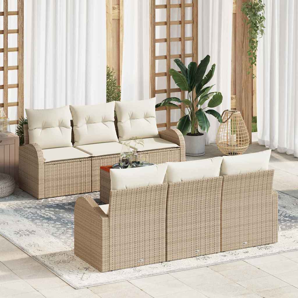 Gartensofa-set mit Kissen 7 pcs Schwarz Poly-Rattan