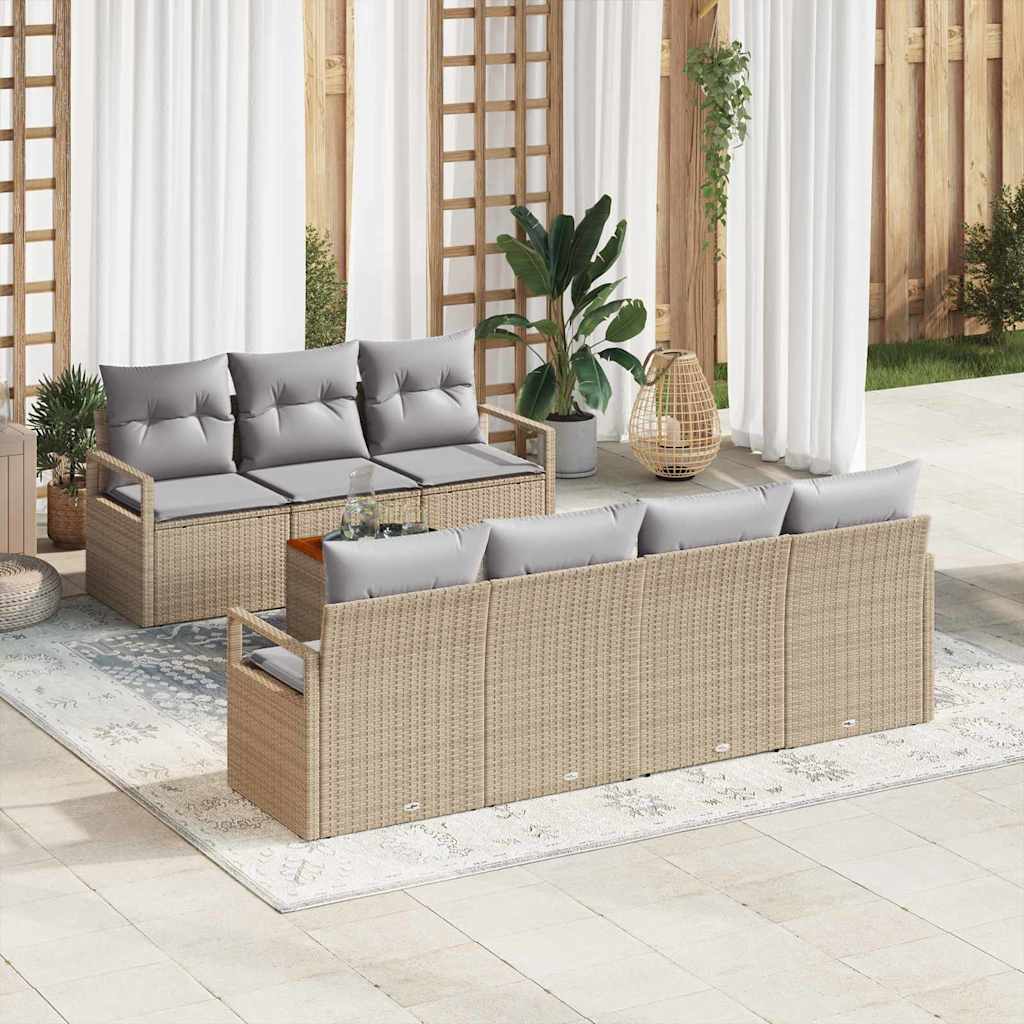 Gartensofa-set mit Kissen 8 pcs Schwarz Poly-Rattan